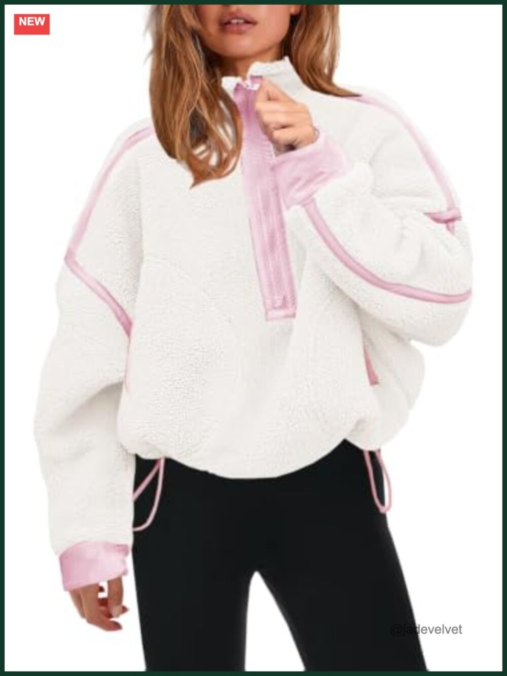 Womens Half Zip Fleece Pullover Sherpa Sweatshirt Long Sleeve Zip Pockets